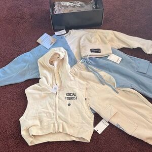 Social Tourist Hoodie Set ~ Cream and Blue Charli D’Amelio’s personal merch line